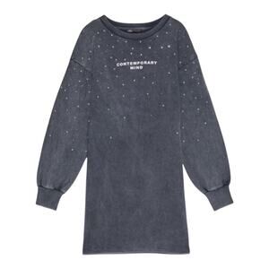 NWT Zara Washed Effect Sweatshirt Dress Size M Gray New‎ 100% Cotton